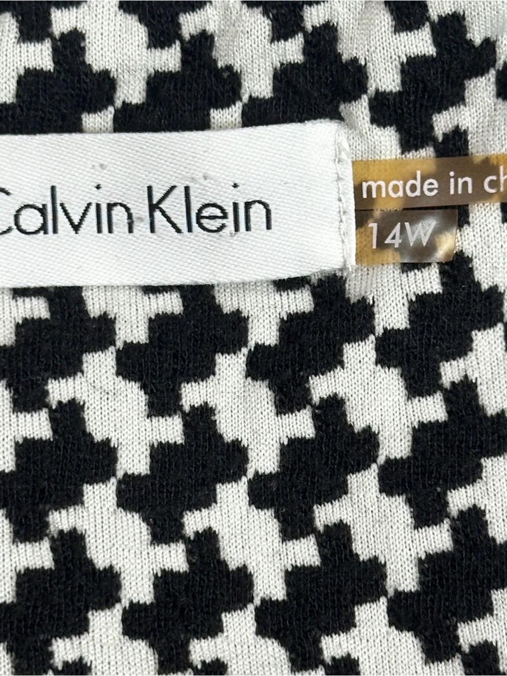 Calvin Klein Black White Houndstooth Fit & Flare Sleeveless Dress Size 14W - Picture 5 of 8